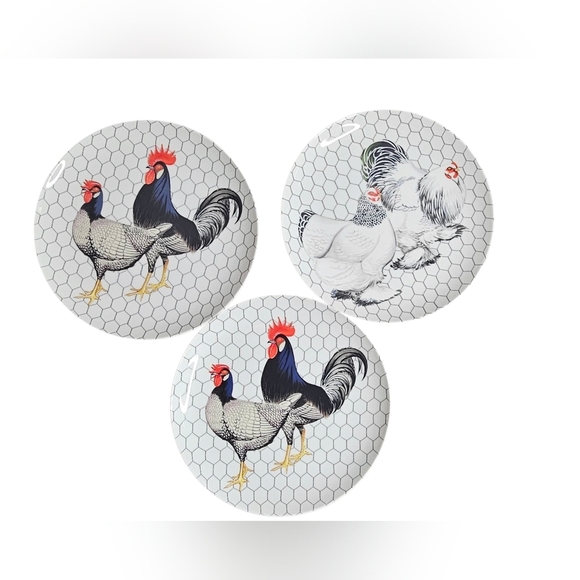 3 Fritz and Floyd Chicken Coop Porcelain Plates - Picture 1 of 7